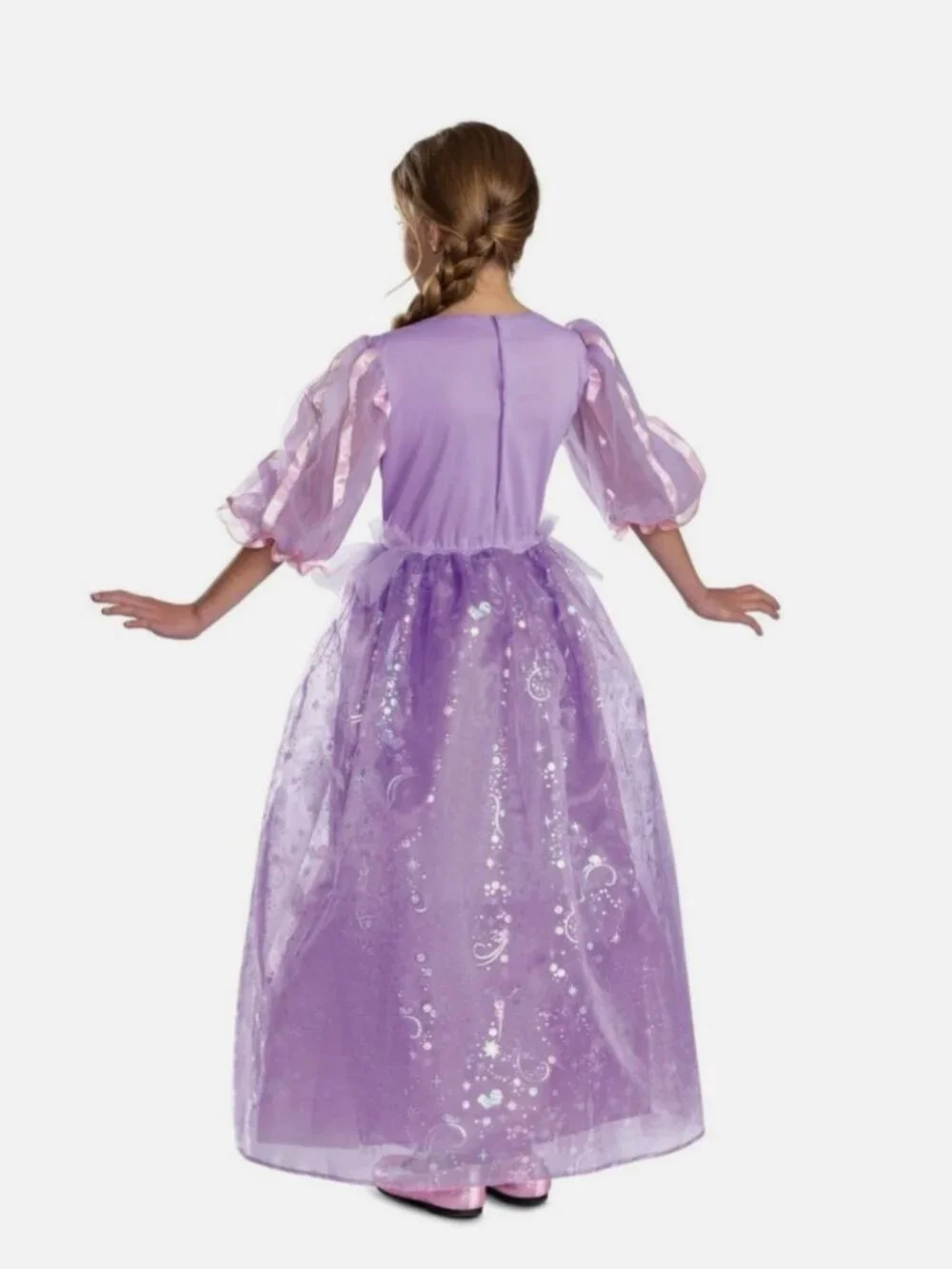 Princess Rapunzel & WIG 7/8 Halloween Costume Purple Dress Tangled Girls Disney